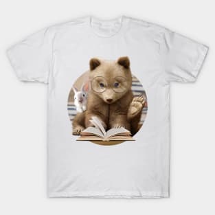 bear & rabbit reading book T-Shirt